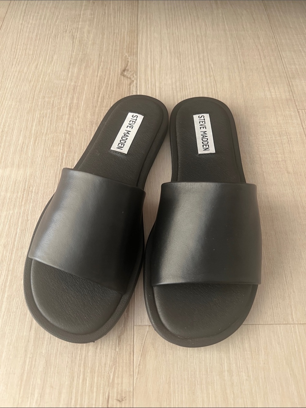 Steve Madden Black Minimal Slide Sandals